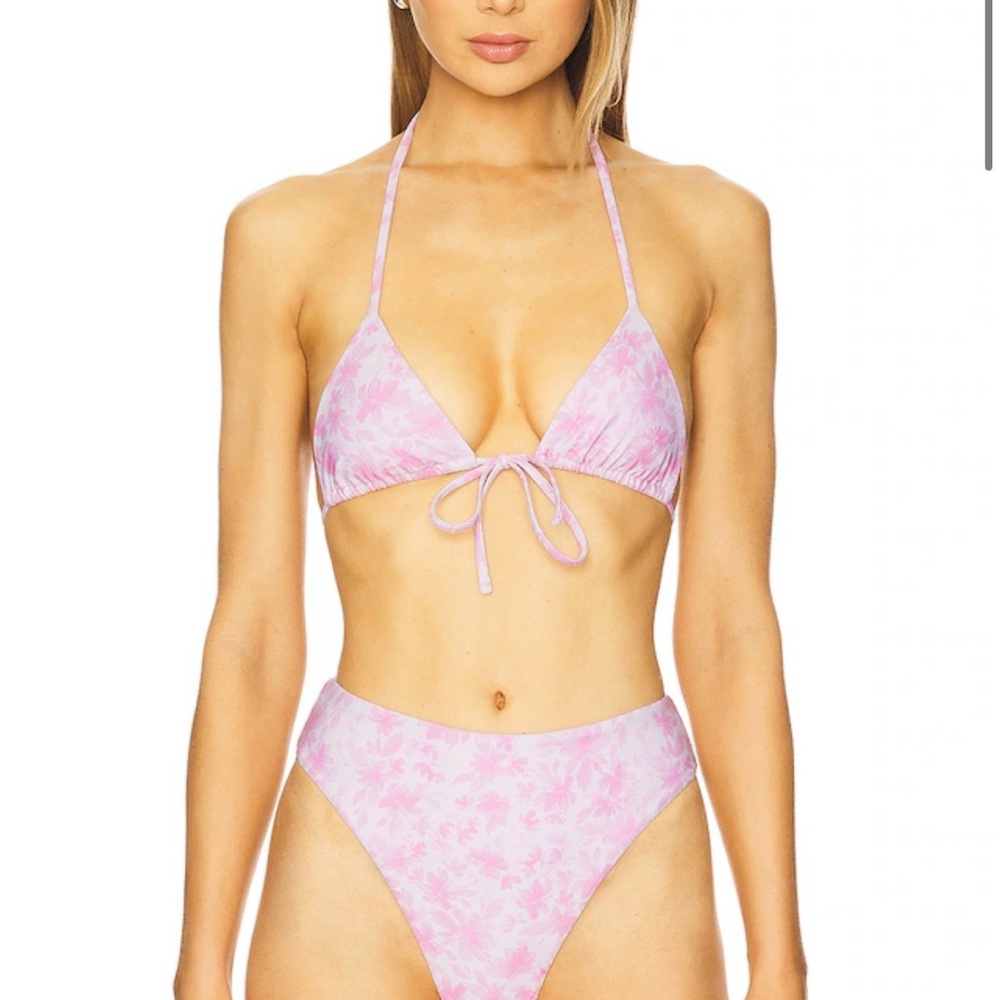 Tularosa Pink Floral Mar Top and High Waist Bottoms from Revolve Set